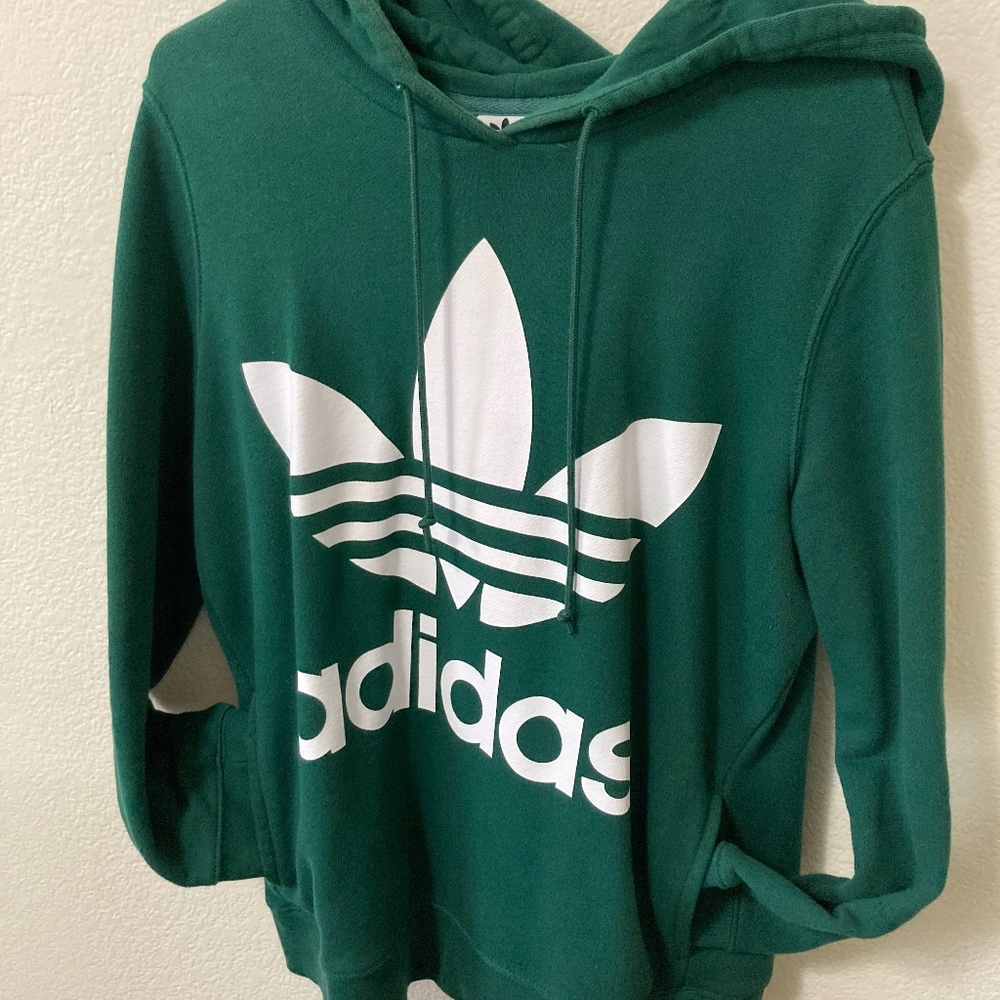 Adidas hooded sweatshirt green size M